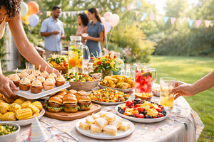 Outdoor courtyard backyard bbq party, a Photo by Dvoevnore photos