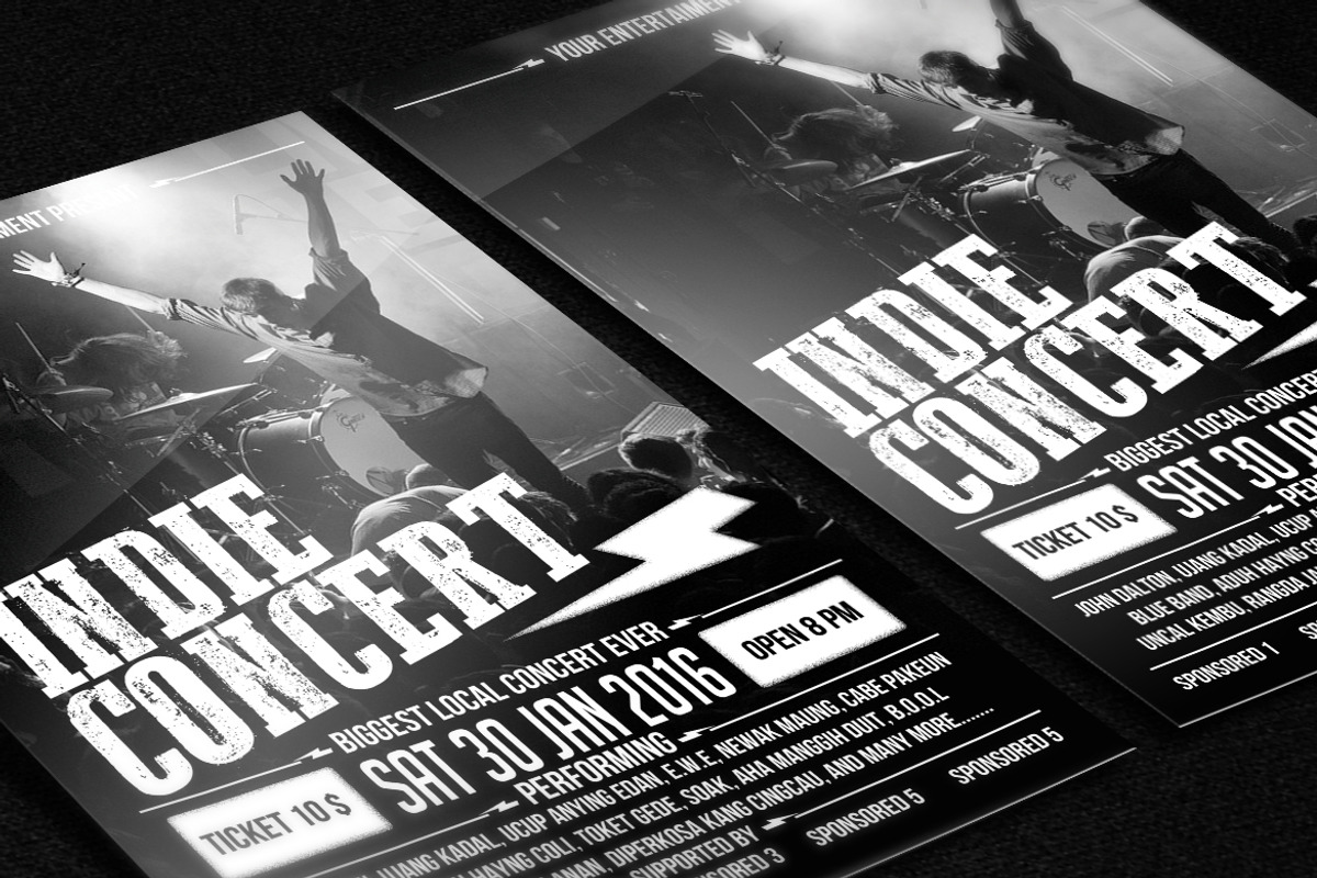 Indie Concert Poster Flyer, a Flyer Template by Muhamad Iqbal hidayat (Photo 2 of 3)