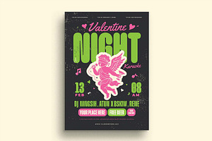alentine Night Karaoke Flyer Templat, a Flyer Template by megarez