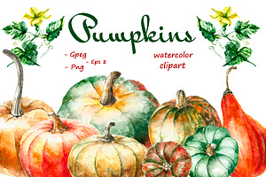 Watercolor Pumpkins Clipart
