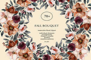 Watercolor Fall Flowers Clipart Set