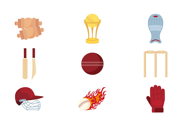 Cricket Equipment Illustration Set preview 2