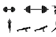 Fitness Workout Silhouette Icon Set, an Illustration by musafir_fashion (Thumbnail 19 of 51)