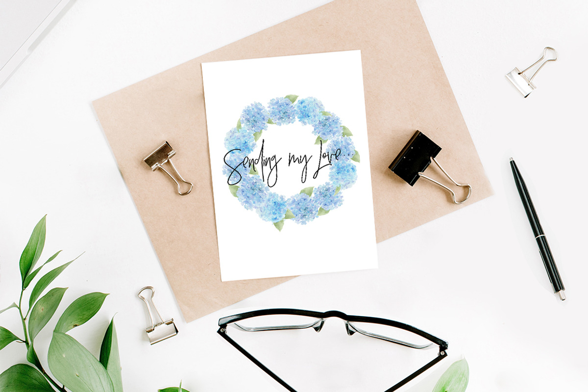 Blue Hydrangea Watercolor florals, an Illustration by DailyMiracleDigitals,LLC (Photo 3 of 11)