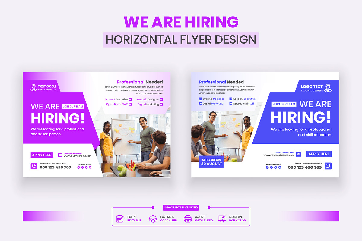 We Are Hiring Horizontal Flyer, a Flyer Template by Mk_Studio (Photo 1 of 3)
