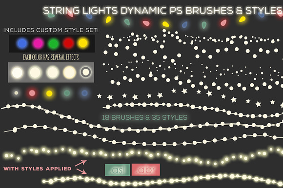 PS String Lights Brushes & Styles preview 7