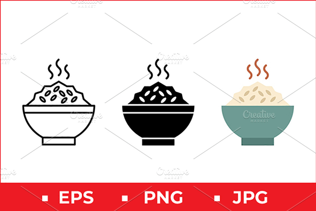 Steaming Rice Bowl Vector Art, a Solid Icon by Artonix (Photo 1 of 2)