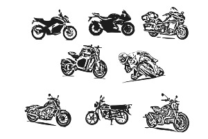 Motorbike Silhouette Set 1 Procreate