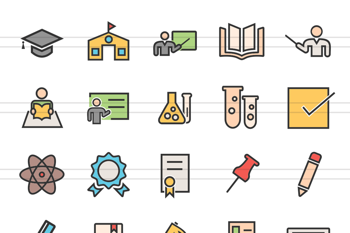 50 Academics Line Filled Icons, an Outline Icon by IconBunny (Photo 2 of 3)