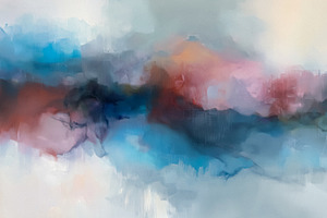 Abstract painting creating a cloudy landscape with expressive br, an Illustration by Studio ANNA