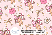 Pink Coquette Back to School Pattern, a Pattern Graphic by Coastal 5 Designs (Thumbnail 1 of 3)
