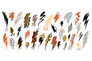 Color doodle thunderbolts. Funny, an Object Illustration by YummyBuum