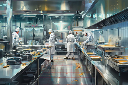 A painting depicting cooks busy in a, a Photo by Iftikhar Alam