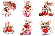 Mouse Animals Strawberry Clipart, a Seasonal Illustration by DreamArtGraphic (Thumbnail 3 of 4)