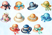 Elegant Hat Clipart for Summer, an Illustration by Craft Nest (Thumbnail 5 of 6)