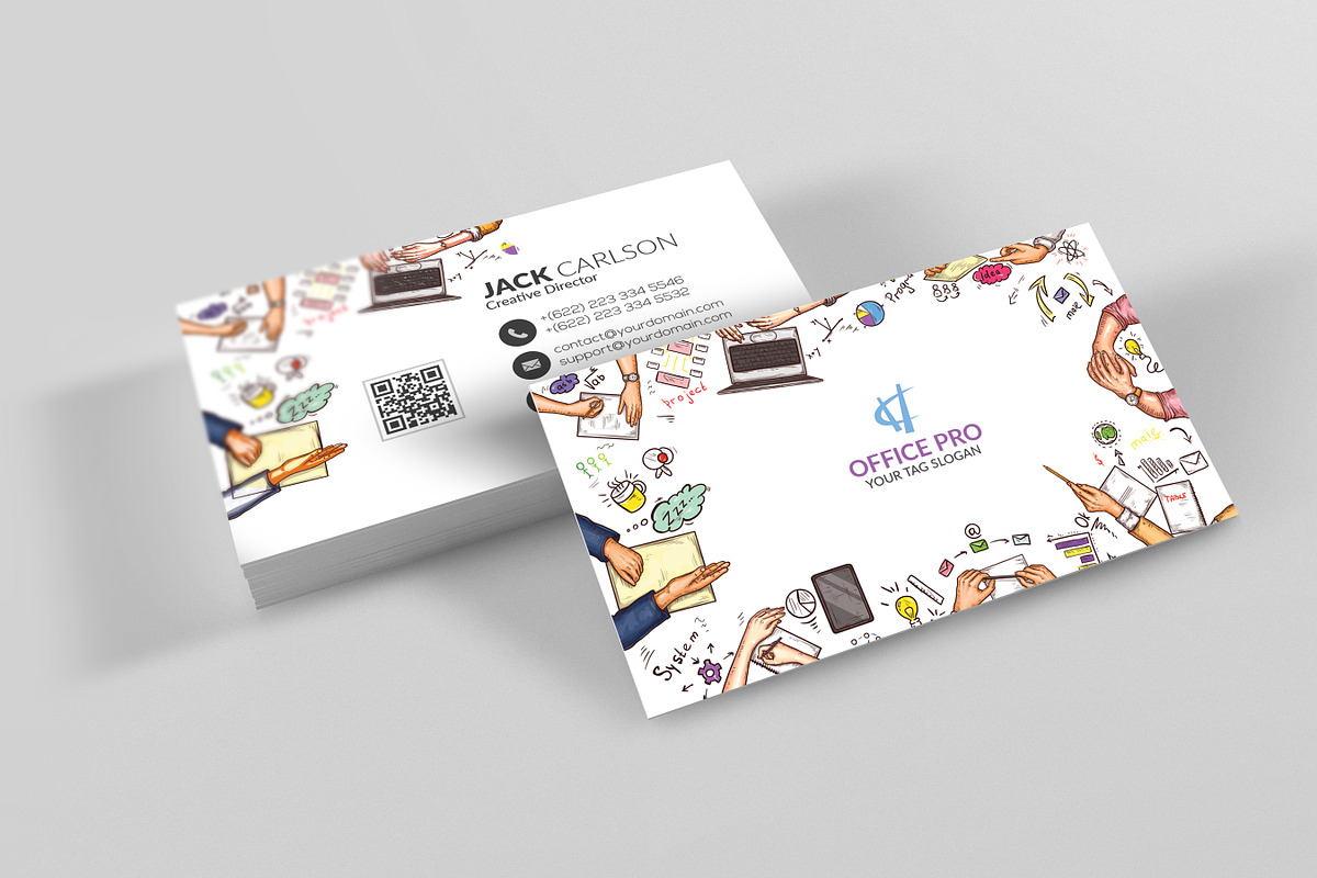 Office Business Cards, a Business Card Template by Genereux Art