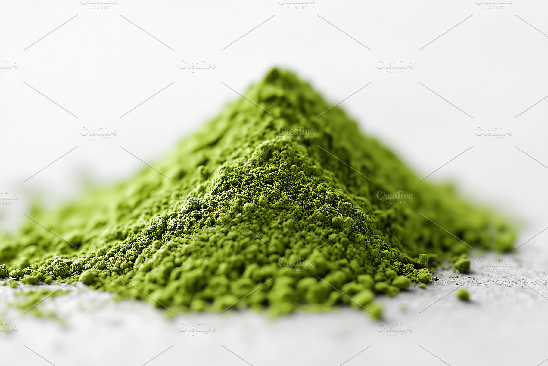 Heap of vibrant green matcha tea, a Food & Drink Photo by MistyDay