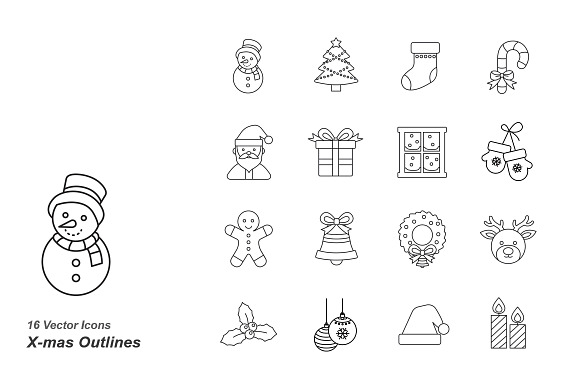 Christmas Outlines Vector Icons