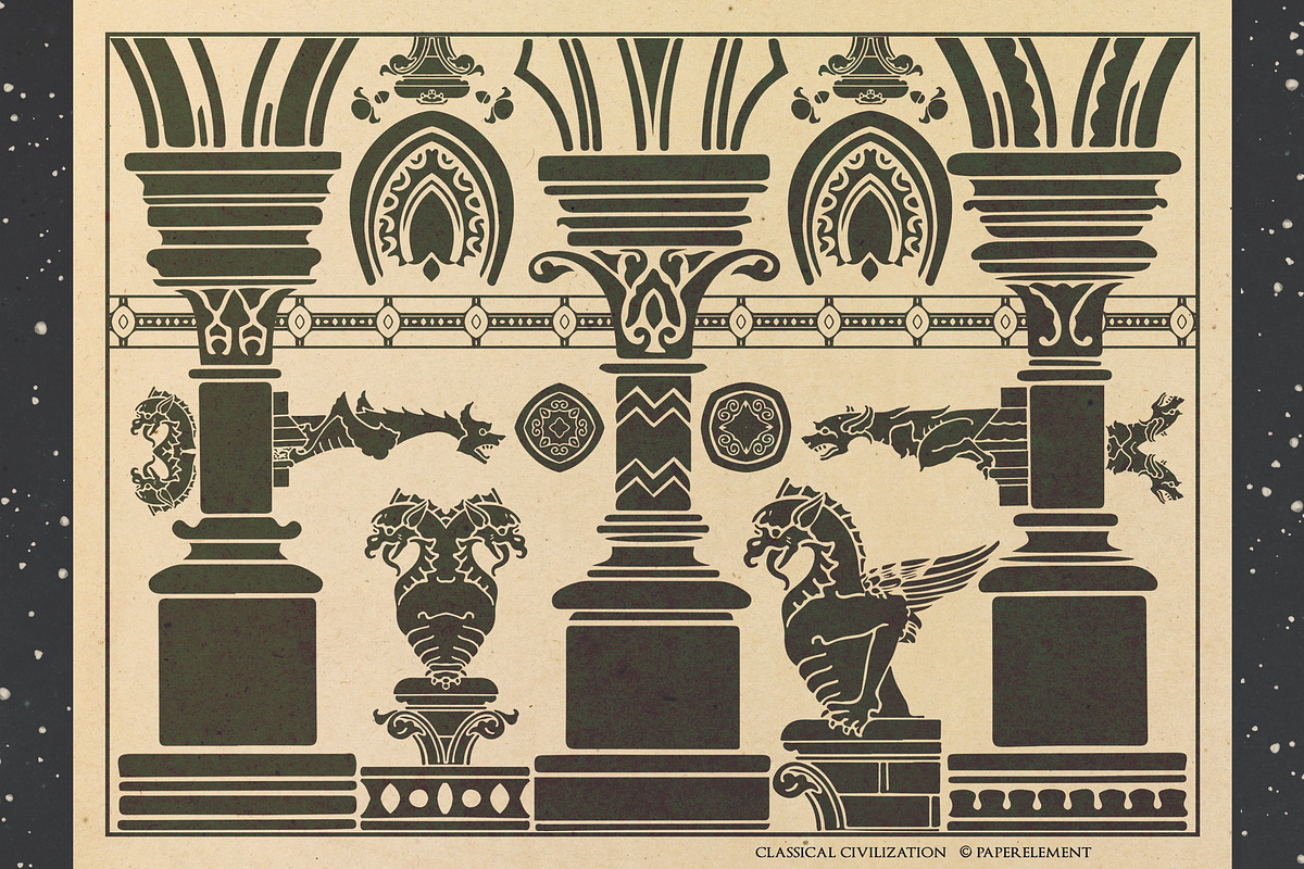 370 Classical Scene-Building Vectors, an Object Illustration by Paper Element (Photo 12 of 17)