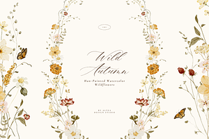 Autumn Watercolor Wildflower Garden, a Seasonal Illustration by Altea Design Studio