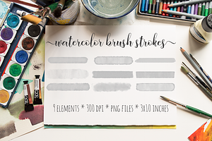 Gray Watercolor Brush Strokes Kit