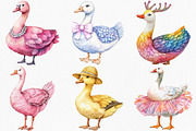 Watercolor Colorful Goose Clipart, an Illustration by Canvas Craft (Thumbnail 2 of 7)