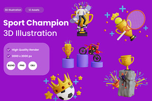 Sport Champion 3D Illustration Pack