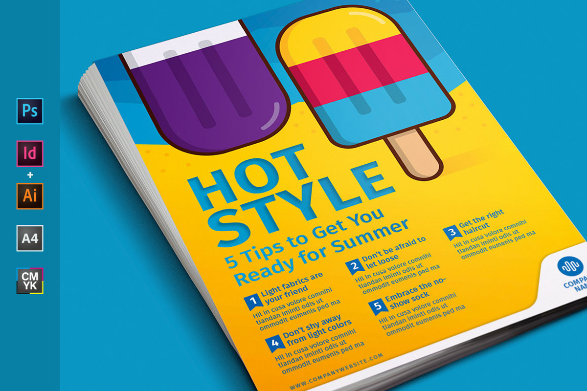 Summer colorful Ice Cream Flyer post, a Flyer Template by Galgali Design Studio
