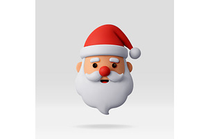 3D Cartoon Santa Claus Head Icon, an Object Illustration by Abscent