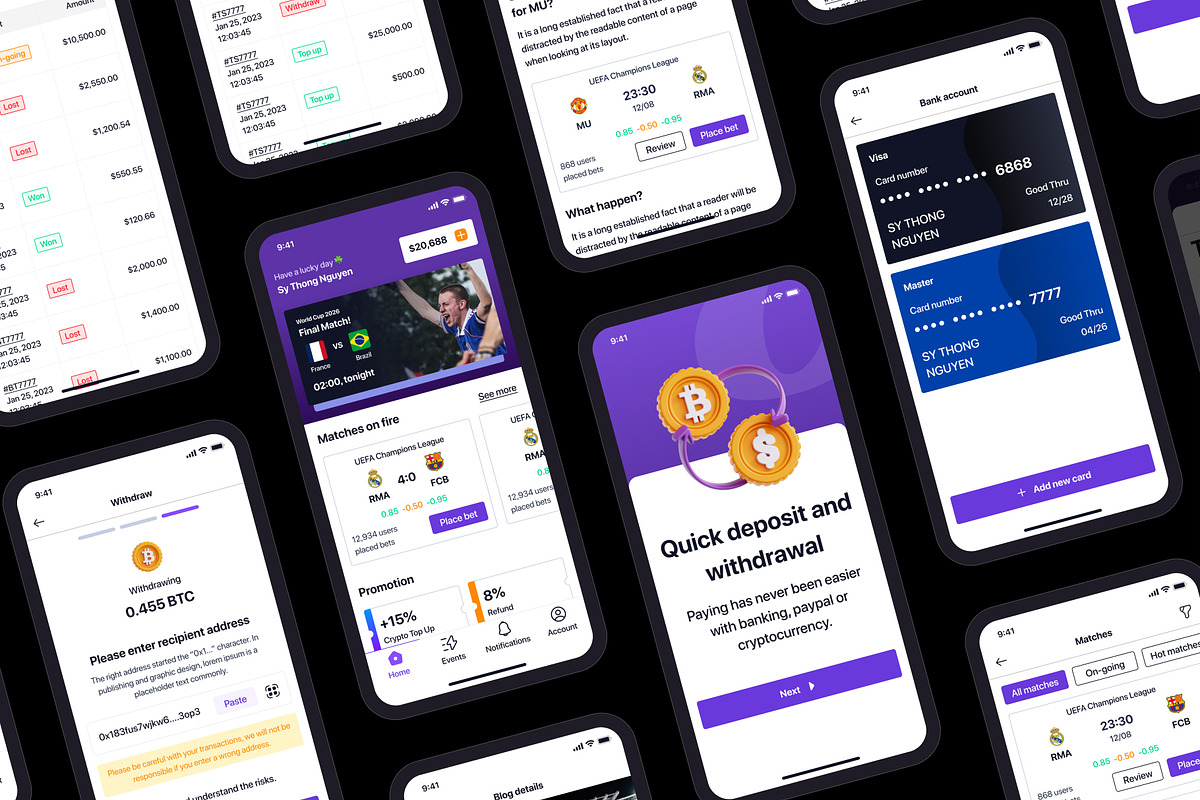 OneBet - Sports Bets UI Kit App, an UI Kit Template by sythongnguyen777 (Photo 5 of 7)