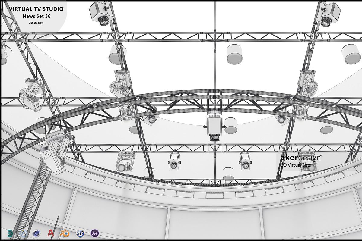 Virtual TV Studio News Set 36, an Architecture 3D Model by akerStudio (Photo 19 of 25)