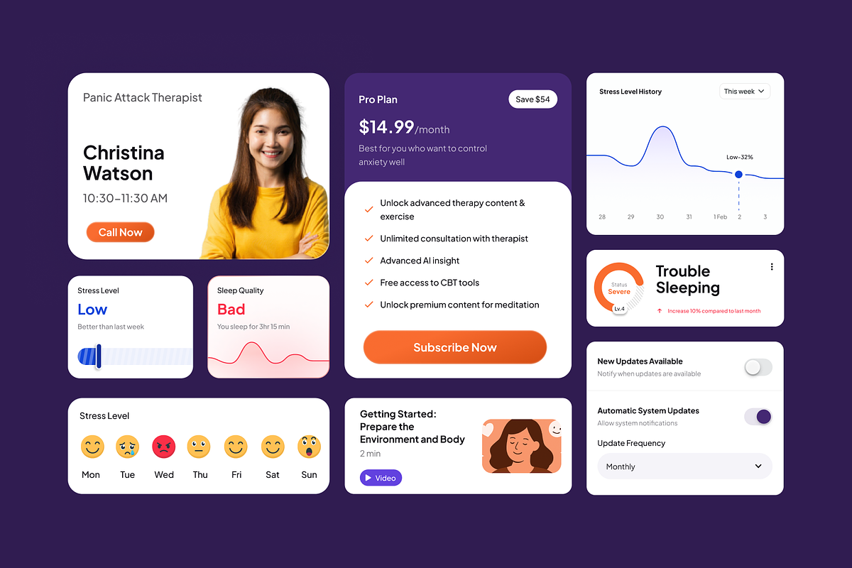 CalmDay - Mental Health Tracker Apps, an UI Kit Template by Agensip Design Agency (Photo 8 of 10)