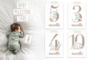 Watercolor baby milestone card print, an Illustration by SleptArt (Thumbnail 1 of 6)