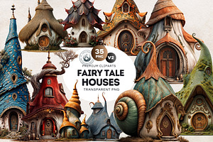 Fairy Tale Houses PNG Clipart Set V2, a Decorative Illustration by ThatsDesignArt