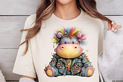 Whimsical Hippopotamus Clipart, an Illustration by DreamCafeArt (Thumbnail 5 of 6)