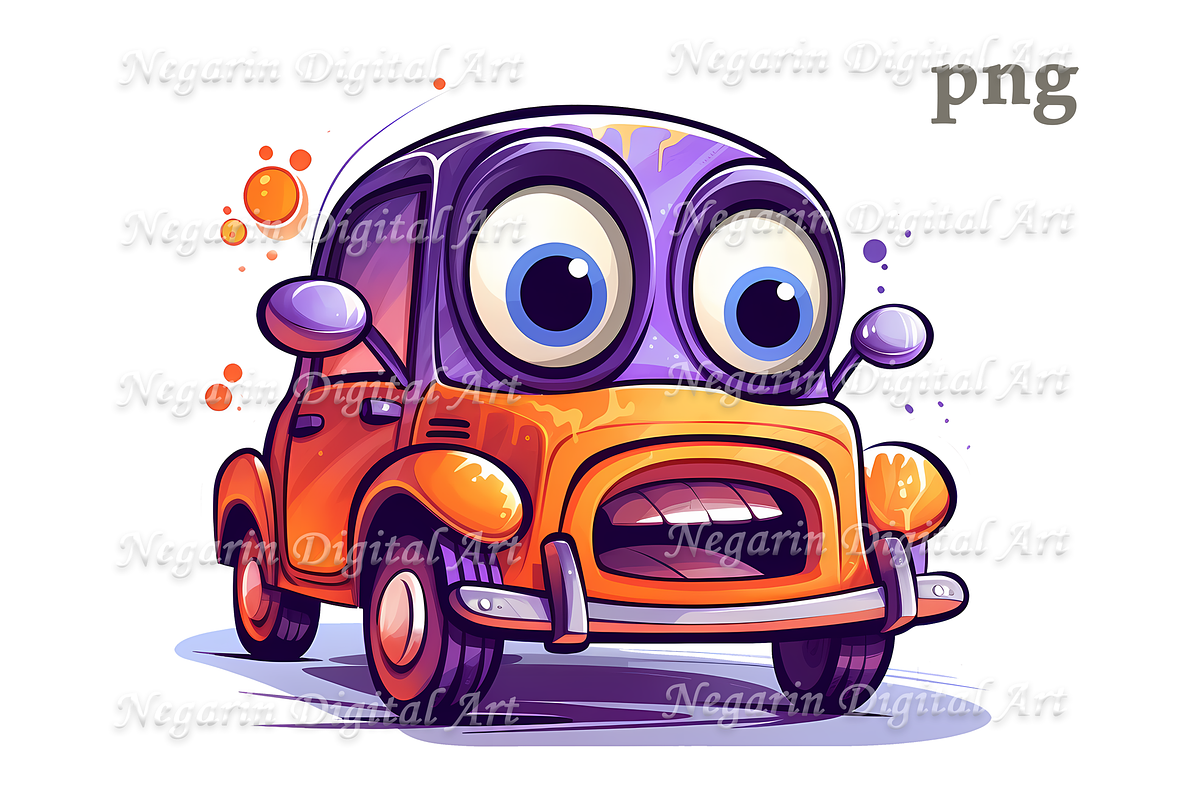 Watercolor Cute Little Cars Cliparts, a Background Graphic by Negarin Digital Art (Photo 2 of 11)