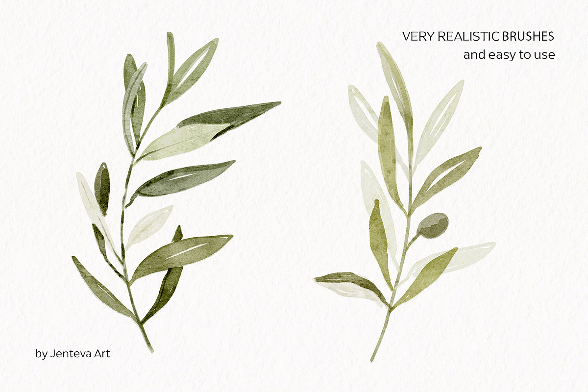 Realistic watercolor brushes - PS, a Brush Add-On by Jenteva Art (Photo 4 of 13)