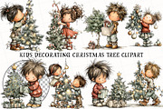 Kids Decorate Christmas Tree Clipart, an Illustration by OK Design (Thumbnail 2 of 6)