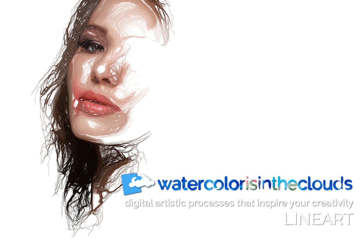 Watercolor is in the clouds LINEART preview 8