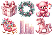 Pink Christmas Clipart PNG, an Illustration by Pixels.Craft (Thumbnail 2 of 7)