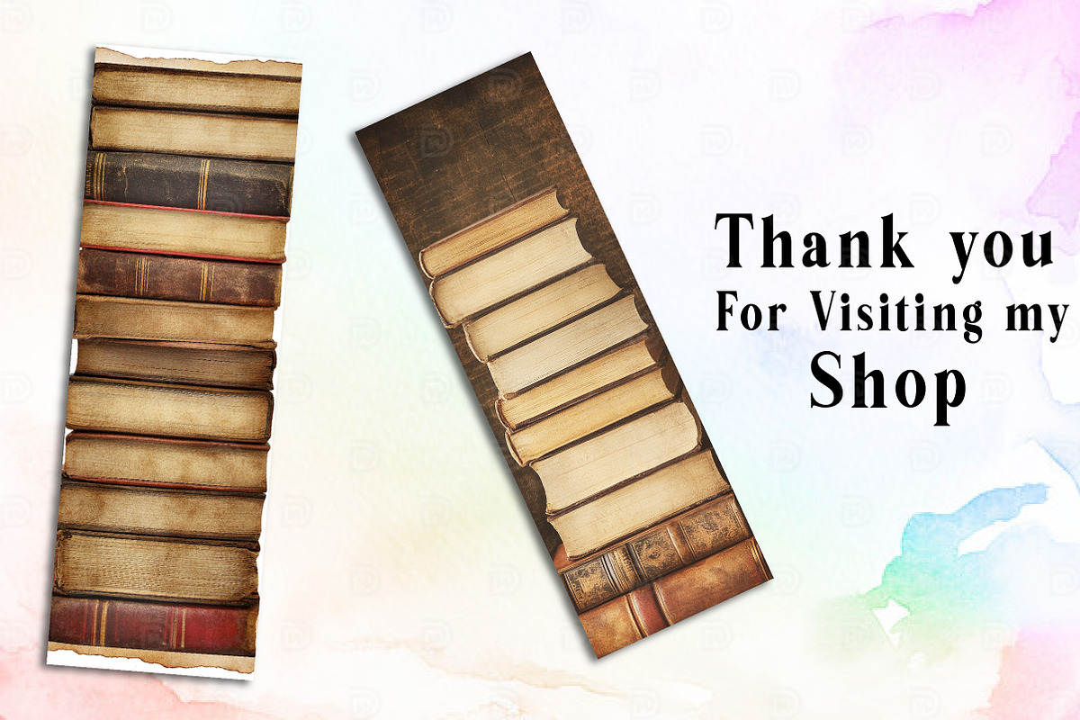 Stacked Books Printable Bookmarks, an Illustration by Watercolor design (Photo 2 of 3)