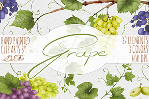 Grape Watercolor Clip Art