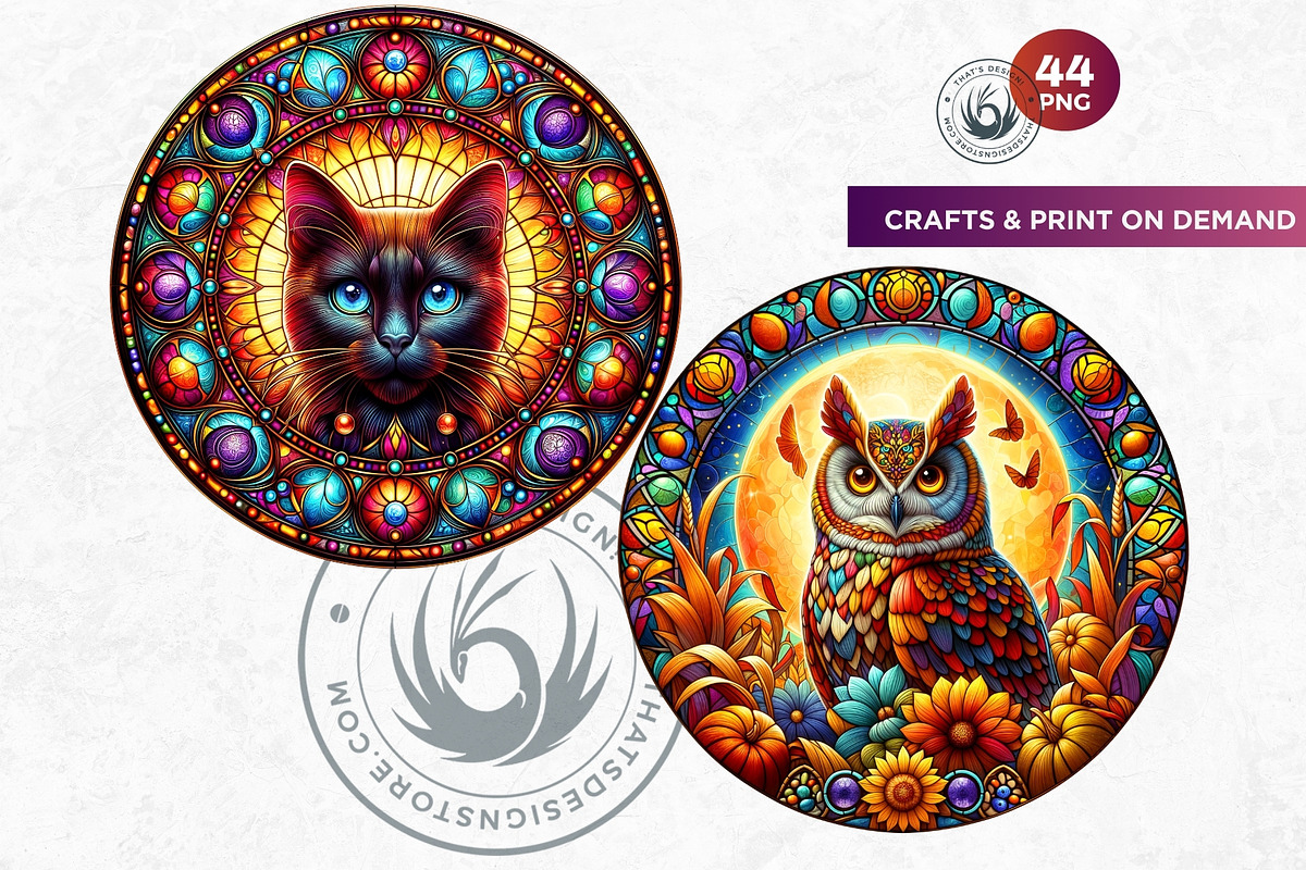 Autumn Stained Glass Round clipart, an Illustration by ThatsDesignArt (Photo 10 of 10)