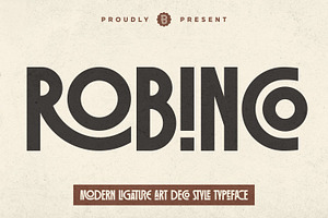Robinco - Ligature Art Deco Font, a Sans Serif Font by Asenbayu