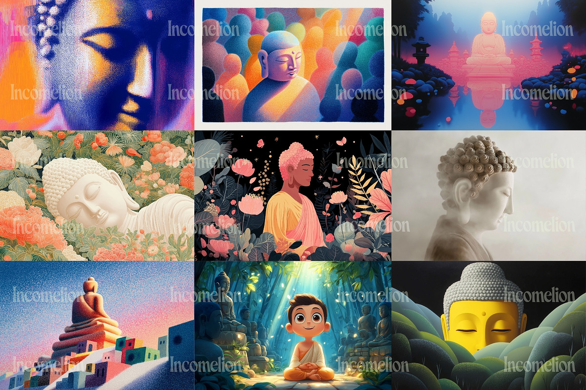 150 Spiritual Buddha Illustrations, a Decorative Illustration by Incomelion (Photo 14 of 21)