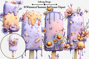 Whimsical Summer Ice Cream Clipart, an Illustration by GatewayDesign