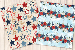 4th Of July Seamless Pattern Set