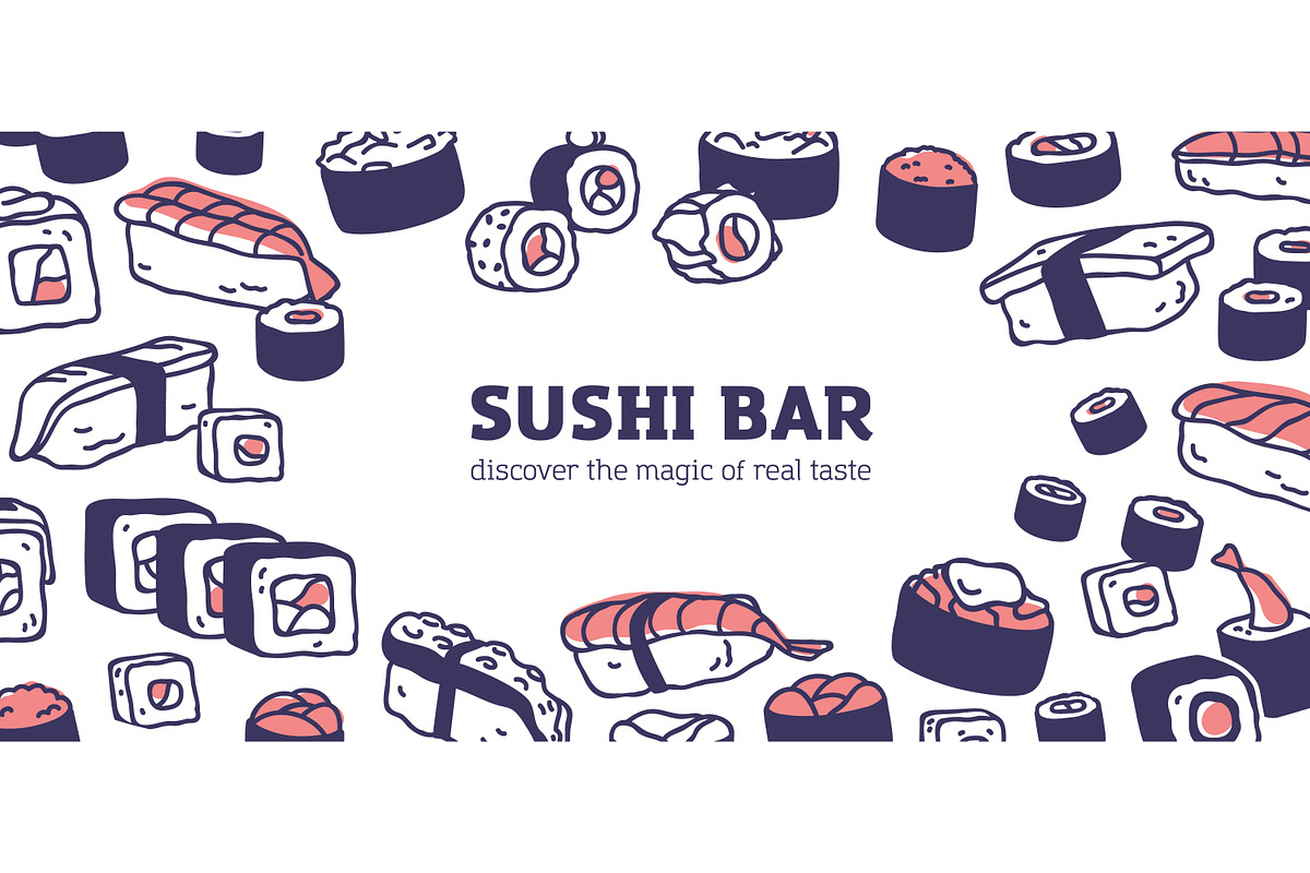 Sushi backgrounds, menu cover design, a Food Illustration by Good Studio (Photo 2 of 5)