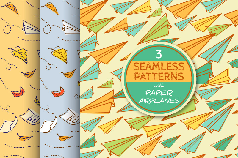 3 Paper Airplane Patterns, a Pattern Graphic by kotoffei