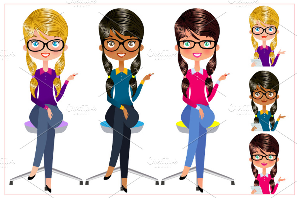 Secretary Vector Set, a Work Illustration by Melisende Vector